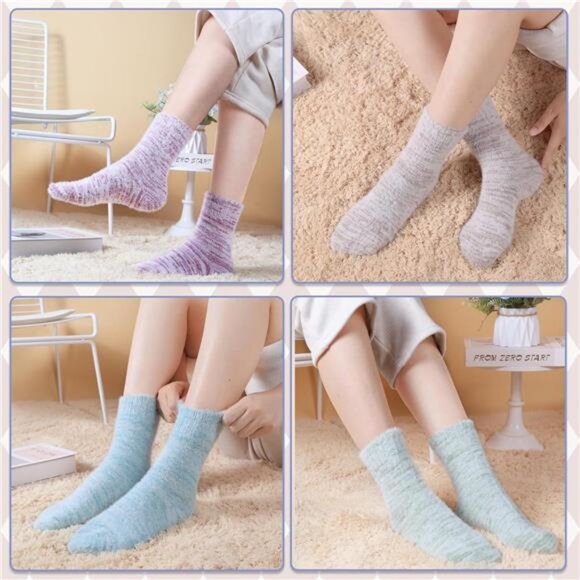 New 5 Pairs Fuzzy Soft Cozy Comfortable Socks for Women, Casual Sleep Comfy Sock - Picture 6 of 6